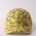 Gorra de béisbol con estampado de pato amarillo, sombrero de moda con visera curva. - Ajustable / Estilo Patito Amarillo de Dibujos Animados