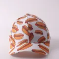 Gorra de béisbol con estampado digital y divertido diseño de perrito caliente, sombrero casual. - Ajustable / Estilo Estampado Completo Hot Dog Blanco