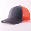 Gorra de camionero bicolor de malla, sombrero de béisbol transpirable para verano - Ajustable / Gris Oscuro Malla Naranja