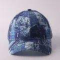 Gorra de béisbol con patrón de mezclilla unisex ocio lavado azul visera curva hip hop - Ajustable / Estilo Patchwork Mezclilla Denim Desgastado Azul Blanco