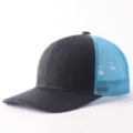 Gorra trucker negra y azul con parte trasera de malla transpirable, ideal para deportes y ocio. - Ajustable / Negro Malla Azul Claro