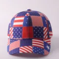 Gorra de béisbol con patchwork de bandera americana, sombrero elegante para el uso diario. - Ajustable / Estilo Patchwork Desgastado Costura Bandera Americana