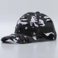 Cappellino da baseball mimetico con strass cristalli, berretto streetwear alla moda. - Regolabile / Mimetico Grigio Bianco Gradiente Strass