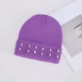 Mujer diamantes gorro de punto invierno cálido púrpura jersey gorra moda casual tocado - Strass Simple de Doble Fila / Púrpura