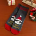 Weihnachtssocken aus Baumwolle für Damen mit süßem Katzen- und Weihnachtsmannmützen-Design. - Größe 35-39 / Dunkelgrauer Hut Hund