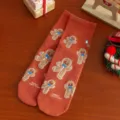 Weihnachten Lebkuchen Mann Baumwollsocken für Damen, festliche gemütliche warme Wintersocken. - Größe 35-39 / Roter Lebkuchenmann