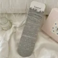 Chaussettes grises à volants pour femme, style japonais doux et confortable pour le quotidien. - Taille unique / Gris 1 Paire