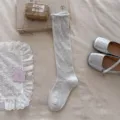 Calze polpaccio grigie stile coreano risvolto arrotolato ginocchio donna calzini cotone balletto - Taglia unica / Grigio biancastro