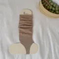 Summer hollow mesh ballet style stirrup socks, light brown solid color slouch calf socks. - Women's 35-39 / Oatmeal Brown
