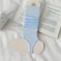 Light blue stirrup leg warmers, summer thin ballet style tall socks for women. - Women's 35-39 / Blue
