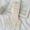 Summer thin solid color ballet style stirrup socks women breathable long leg warmers - Women's 35-39 / Milk White