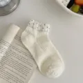 Chaussettes courtes à pois pour femmes, style japonais mignon chaussettes décontractées. - Bords-côtes à pois (1 paire)