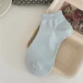 Damen Sommer Kurze Socken Einfarbig Macaron Hellblau Atmungsaktiv Freizeit Ankersocken - Damen 35-39 / Blau