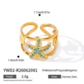 Detailed measurements and specifications for the gold-plated starfish ring with blue crystals - Starfish Design (YWD2-R26062081) / Gold (Blue Zircon)