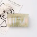 Square translucent jelly hair claw clip in iridescent mint green for elegant updos - Light Green