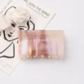Trendy transparent jelly square hair claw clip with colorful pearlescent sheen - Brown