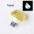 Natural yellow topaz crystal raw stone USB night light for bedroom atmosphere - Citrine