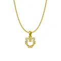 Collana segno zodiacale tigre in acciaio al titanio placcato oro 18K con zirconi - Tigre (N0090)