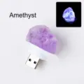 Natural amethyst raw stone USB night light with purple glow effect - Purple Stone