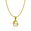 Collana zodiacale drago in acciaio al titanio placcato oro con pietre di zircone - Gallo (N0091)