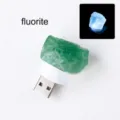 Natural fluorite raw stone USB night light for bedroom ambient lighting - Green Stone