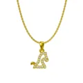 Élégant collier pendentif dragon du zodiaque en acier titane doré avec zircons - Cheval (N0093)