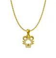 Collier signe chinois rat en acier titane doré avec pierres de zircon brillant - Rat (N0096)