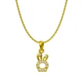 Collier pendentif lapin en acier inoxydable doré 18 carats avec zircons brillants - Lapin (N0097)