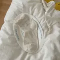 Chaussettes courtes à volants pour femmes, broderie de nœud mignon, chaussettes d'été. - Taille unique / Gris Beige