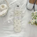 Damen Frühling Sommer dünne Baumwoll Socken süße Blumen Spitzenkante weiße lässige Mittelsocken - Einheitsgröße / Milchweiß (1 Paar)