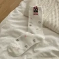 Calcetines de algodón blanco para mujer con divertidos diseños de dibujos animados. - Talla única / Estrella Blanca