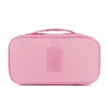 Pink travel underwear organizer bag portable toiletry storage pouch with convenient handle. - Light Pink