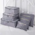 Travel packing cubes 6-piece set waterproof luggage organizer bags for clothes grey storage - Gray