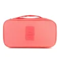 Portable travel organizer bag for underwear and toiletries with handle and zipper closure orange. - Watermelon red