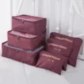 Bordaux 6-delige reistasjes set, waterdichte koffer organizer tassen voor bagage. - Bordeauxrood
