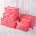 Set van 6 roze reistasjes en packing cubes, waterdichte kledingorganizers en waszakken. - Watermeloen Rood