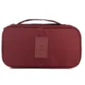 Travel underwear storage bag portable bra organizer cosmetic pouch large capacity burgundy. - Burgundy