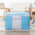 Sac de rangement pour couette en tissu non tissé épaissi avec fenêtre transparente, pliable. - Horizontal / 60x40x35cm / Bleu
