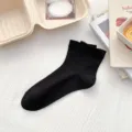 Frühling Sommer Damen einfarbige kurze Socken atmungsaktiv bequeme schwarze Socken Basic Style - Einheitsgröße / Schwarz