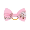Primer plano de lazo para el pelo de grogrén rosa con estampado de ovejas adorables niñas. - Estilo 3