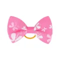 Dettaglio di elastico per capelli con fiocco in grosgrain rosa e farfalle - Stile 6