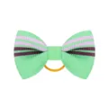 Elastico per capelli a fiocco in grosgrain verde chiaro con strisce viola per bambine - Stile 13