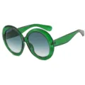 Oversized round sunglasses with translucent green frame and gradient blue lenses - Green Frame Green Lens