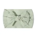Fascia per capelli neonato in nylon elastico morbidissimo con fiocco grande verde salvia - Verde menta