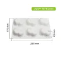 Witte siliconen vorm voor fruitmousse met 6 holtes en afmetingen van 295x170x43 mm - Dubbele Kersenstijl (MCM-108)
