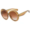 Oversized round sunglasses with amber translucent frames and brown gradient lenses - Tea Frame Double Tea