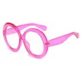 Fashionable oversized round sunglasses with vibrant transparent pink frames for women - Purple Frame Clear Lens