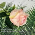 Single stem artificial velvet rose in pink and orange gradient for home wedding decor - Roses Oil Painting / Pink