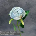 Light blue artificial single silk rose flower for home wedding decor, 48cm height - Imperial Rose / New Blue