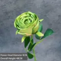 Single stem green artificial velvet rose flower with 8cm head diameter and 48cm height - Imperial Rose / New Green